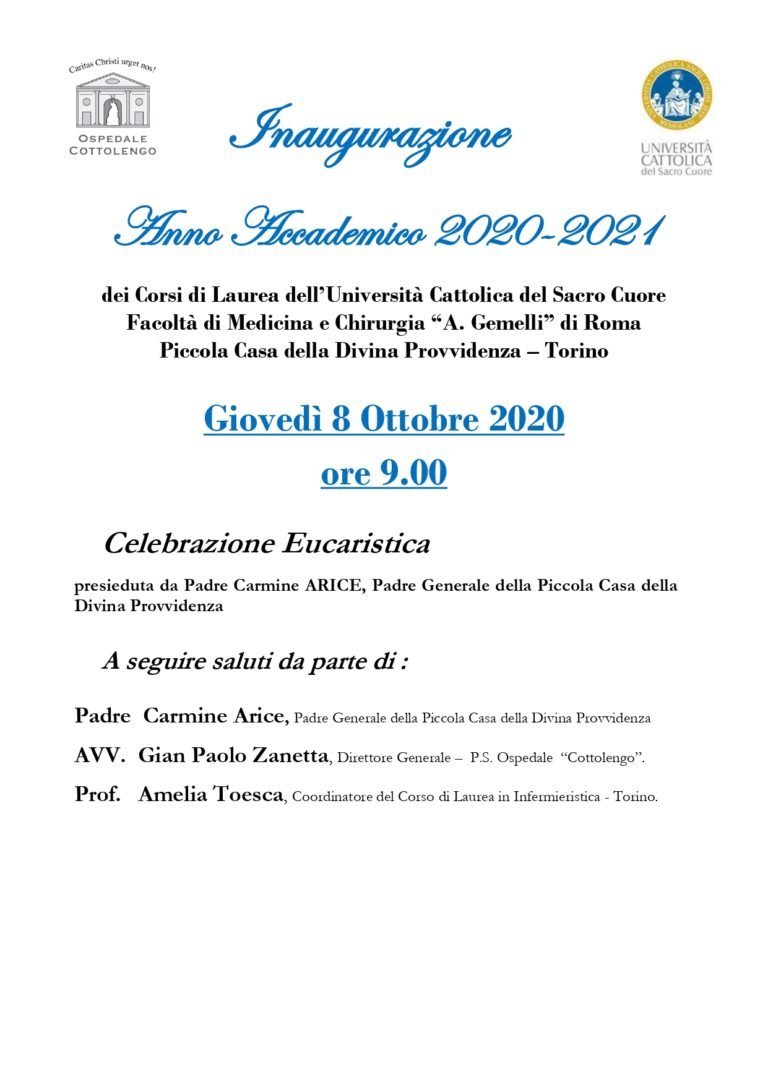 Laurea Magistrale Scienze Infermieristiche E Ostetriche On Line Inaugurazione dei Corsi di Laurea dell'anno accademico 2020/2021